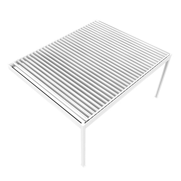 DAVID FERMETURES - Pergola bioclimatique Xenon II perpendiculaire (Vérin à Télécommande - Blanc - 4,168 x 4,50m) - large