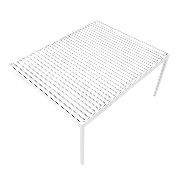 DAVID FERMETURES - Pergola bioclimatique Xenon II perpendiculaire (Vérin à Télécommande - Blanc - 4,168 x 4,50m) - large