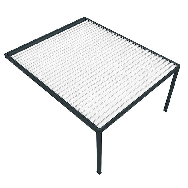 DAVID FERMETURES - Pergola bioclimatique Xenon II (Vérin à Télécommande + LED 3 côtés - Gris anthracite / Blanc - 4,50 x 5,015m) - large