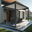 DAVID FERMETURES - Pergola bioclimatique Xenon perpendiculaire (Vérin à Télécommande + LED 3 côtés - Gris anthracite / Blanc - 3,059 x 3,00m) - vignette