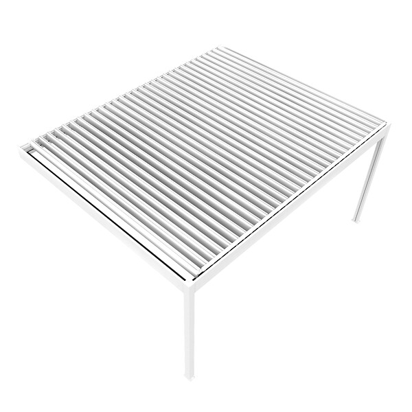 DAVID FERMETURES - Pergola bioclimatique Xenon II perpendiculaire (Vérin à Télécommande - Blanc - 5,043 x 4,00m) - large