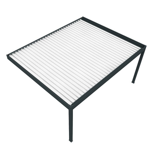 DAVID FERMETURES - Pergola bioclimatique Xenon II perpendiculaire (Vérin à Télécommande + LED 3 côtés - Gris anthracite / Blanc - 6,093 x 3,00m) - large