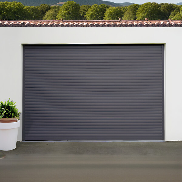 DAVID FERMETURES - Porte de Garage enroulable Aluminium (3000 x 2000 mm - Somfy - Kit Zone Privée - RAL7016 - Gris anthracite) - large