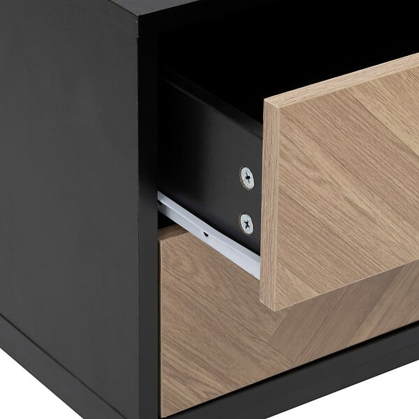 5 FIVE SIMPLY SMART - Table d'appoint Table de chevet en métal noir et tiroirs aspect chevron 50 x 40 cm - large