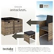 TECTAKE - Salon de jardin résine tressée 8 places marron naturel fauteuils encastrables housse protection - vignette