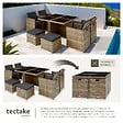 TECTAKE - Salon de jardin MANHATTAN 8 places avec 2 sets de housses + housse de protection, variante 2 marron naturel - vignette