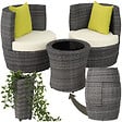 TECTAKE - Ensemble de salon en rotin et aluminium Nice 2+1+1 gris - vignette