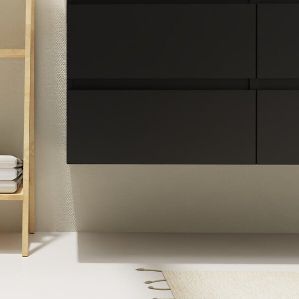 GODART - Meuble salle de bain 120 cm pour vasque à poser - Noir mat - A suspendre - Karaib 2 - large