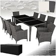 TECTAKE - Salon de jardin Menorca 8 places avec 2 sets de housses + housse de protection gris - vignette
