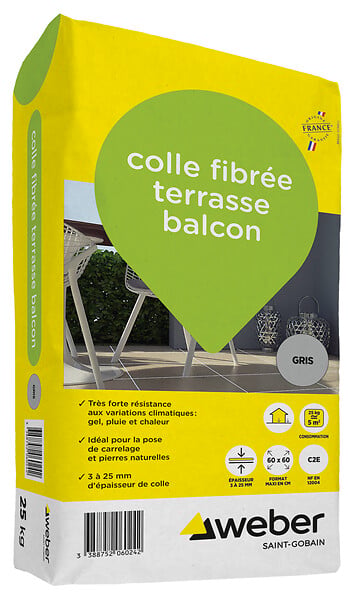 SG WEBER - Colle fibree terrasse et balcon gris 25 kg - large