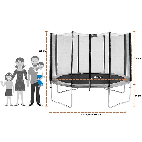 KANGUI - Trampoline rond Ø 360cm avec filet, échelle, bâche et kit ancrage - RALLI 360 - large
