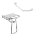 PELLET - Siège de douche PMR escamotable et barre de maintien coudée PMR PELLET Essentiel confort 135 degré - vignette