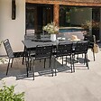 OVIALA - Ensemble table de jardin et 8 chaises en métal gris - Palavas - vignette