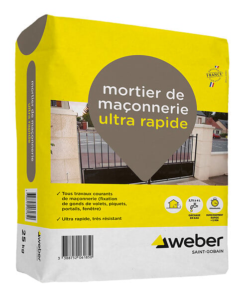 SG WEBER - Mortier maçonnerie ultra rapide - 25kg - large