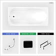 BESCO - Baignoire rectangulaire - 190 x 80 cm - sans Habillage - avec Pieds - Repose-tête - Vidage Chrome - BONA - vignette