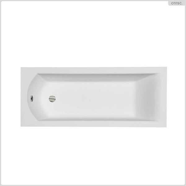 BESCO - Baignoire rectangulaire - 150 x 70 cm - sans Habillage - avec Pieds - Repose-tête - Étagère bambou - Vidage Chrome - SHEA - large