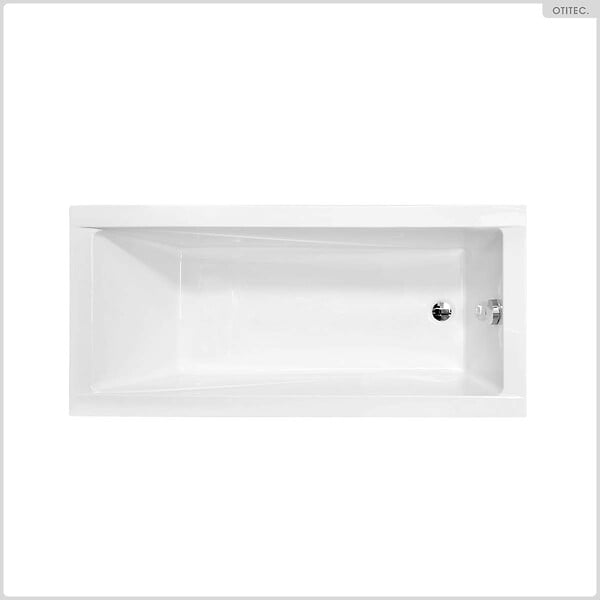 BESCO - Baignoire rectangulaire - 170 x 70 cm - avec Tablier Blanc - Pieds - Vidage Chrome - MODERN - large