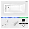 BESCO - Baignoire rectangulaire - 160 x 75 cm - avec Tablier Blanc - Pieds - Poignées - Repose-tête - Vidage Chrome - TALIA PREMIUM - vignette