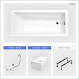 BESCO - Baignoire rectangulaire - 170 x 70 cm - avec Habillage Polystyrène - Pieds - Vidage Chrome - MODERN SLIM - vignette