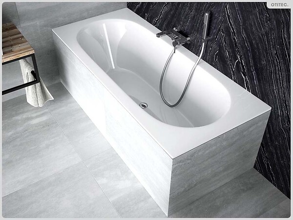BESCO - Baignoire rectangulaire - 180 x 80 cm - avec Habillage - Pieds - Vidage Chrome - VITAE - large
