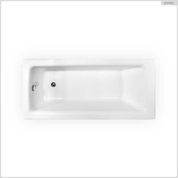 BESCO - Baignoire rectangulaire - 170 x 75 cm - avec Habillage (4 cm) - Pieds - Vidage Chrome - TALIA SLIM - large