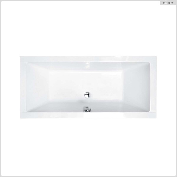 OTITEC - Baignoire rectangulaire - 190 x 90 cm - avec Habillage - Pieds - Vidage Chrome - QUADRO SLIM - large