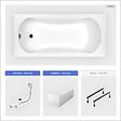 BESCO - Baignoire rectangulaire - 130 x 70 cm - avec Tablier Blanc - Pieds - Vidage Chrome - ARIA - vignette