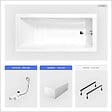 BESCO - Baignoire rectangulaire - 130 x 70 cm - avec Tablier Blanc - Pieds - Vidage Chrome - MODERN - vignette