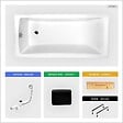 BESCO - Baignoire rectangulaire - 170 x 70 cm - sans Habillage - avec Pieds - Repose-tête - Étagère bambou - Vidage Chrome - OPTIMA - vignette