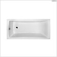 BESCO - Baignoire rectangulaire - 170 x 70 cm - sans Habillage - avec Pieds - Repose-tête - Étagère bambou - Vidage Chrome - OPTIMA - vignette