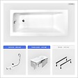 BESCO - Baignoire rectangulaire - 120 x 70 cm - avec Habillage - Pieds - Vidage Chrome - TALIA - vignette