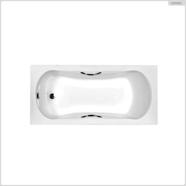 BESCO - Baignoire rectangulaire - 170 x 70 cm - sans Habillage - avec Pieds - Poignées - Vidage Chrome - ARIA PLUS - large
