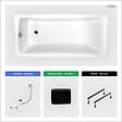 BESCO - Baignoire rectangulaire - 160 x 70 cm - sans Habillage - avec Pieds - Repose-tête - Vidage Chrome - OPTIMA - vignette