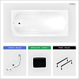 BESCO - Baignoire rectangulaire - 170 x 70 cm - sans Habillage - avec Pieds - Repose-tête - Vidage Chrome - BONA - vignette