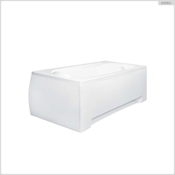 BESCO - Baignoire rectangulaire - 150 x 70 cm - avec Tablier Blanc - Pieds - Vidage Chrome - BONA - large