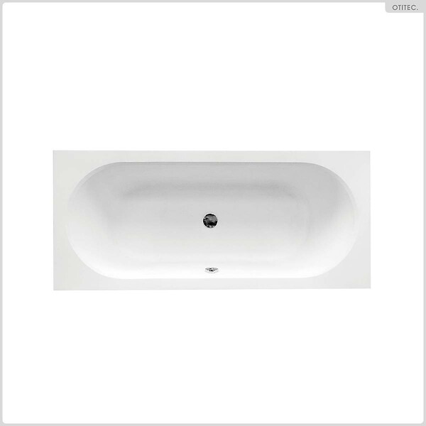 BESCO - Baignoire rectangulaire - 150 x 75 cm - avec Habillage - Pieds - Vidage Chrome - VITAE SLIM - large