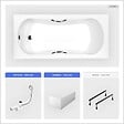 BESCO - Baignoire rectangulaire - 160 x 70 cm - avec Tablier Blanc - Pieds - Poignées - Vidage Chrome - ARIA PLUS - vignette