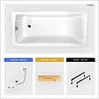 BESCO - Baignoire rectangulaire - 170 x 70 cm - sans Habillage - avec Pieds - Étagère bambou - Vidage Chrome - OPTIMA - vignette
