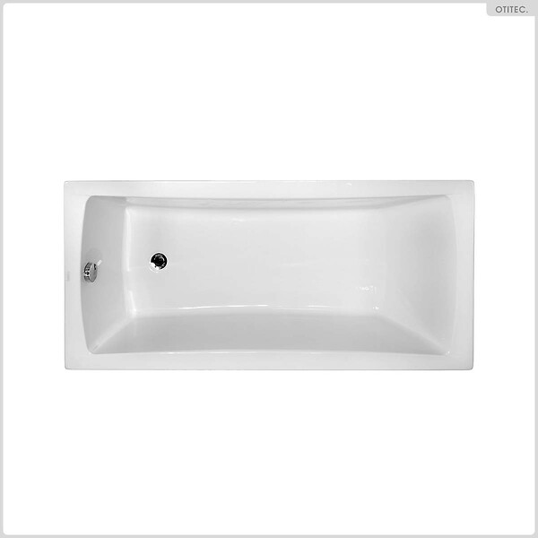 BESCO - Baignoire rectangulaire - 170 x 70 cm - sans Habillage - avec Pieds - Étagère bambou - Vidage Chrome - OPTIMA - large
