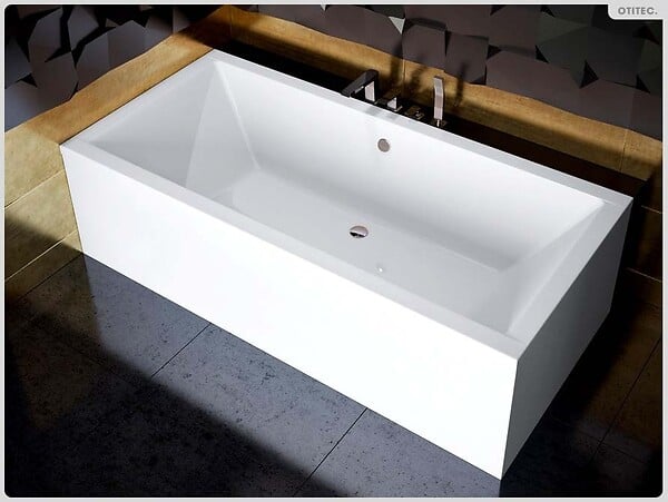 OTITEC - Baignoire rectangulaire - 175 x 80 cm - avec Habillage - Pieds - Vidage Chrome - QUADRO - large