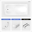 BESCO - Baignoire rectangulaire - 160 x 70 cm - avec Tablier Blanc - Pieds - Vidage Chrome - BONA - vignette
