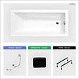 BESCO - Baignoire rectangulaire - 170 x 70 cm - sans Habillage - avec Pieds - Repose-tête - Vidage Chrome - MODERN - vignette