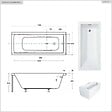 BESCO - Baignoire rectangulaire - 170 x 70 cm - sans Habillage - avec Pieds - Repose-tête - Vidage Chrome - MODERN - vignette