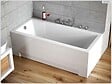 BESCO - Baignoire rectangulaire - 160 x 70 cm - sans Habillage - avec Pieds - Repose-tête - Étagère bambou - Vidage Chrome - MODERN - vignette