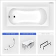 BESCO - Baignoire rectangulaire - 140 x 70 cm - avec Habillage - Pieds - Vidage Chrome - ARIA - vignette