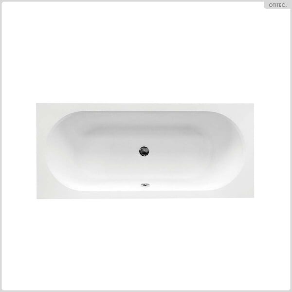 BESCO - Baignoire rectangulaire - 150 x 75 cm - avec Tablier - Pieds - Vidage Chrome - VITAE - large
