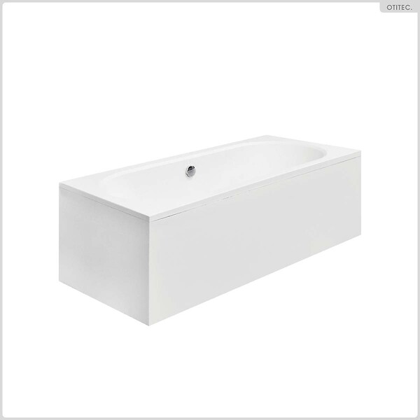 BESCO - Baignoire rectangulaire - 150 x 75 cm - avec Tablier - Pieds - Vidage Chrome - VITAE - large