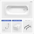 BESCO - Baignoire rectangulaire - 150 x 75 cm - avec Habillage Polystyrène - Pieds - Vidage Chrome - INTRICA SLIM - vignette