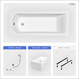 BESCO - Baignoire rectangulaire - 150 x 70 cm - avec Habillage Polystyrène - Pieds - Vidage Chrome - SHEA SLIM - vignette