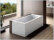 BESCO - Baignoire rectangulaire - 150 x 70 cm - avec Habillage Polystyrène - Pieds - Vidage Chrome - SHEA SLIM - vignette